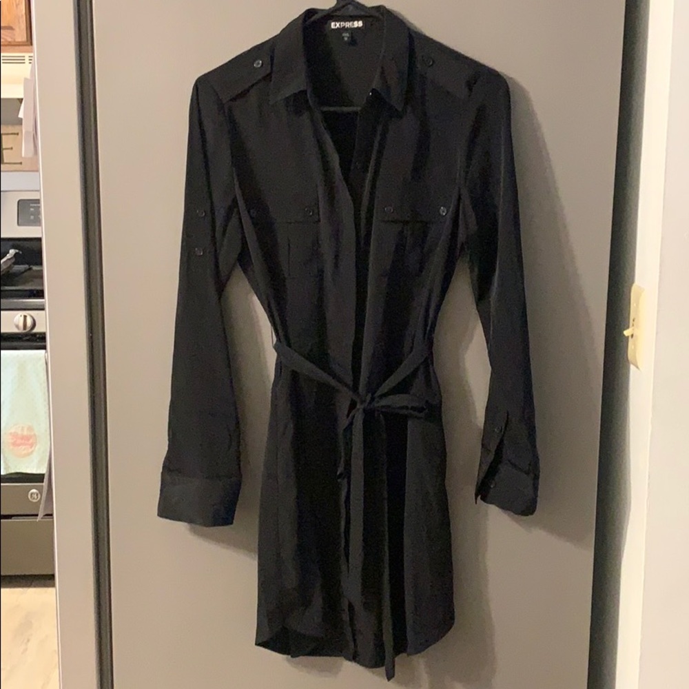 Express black button down dress